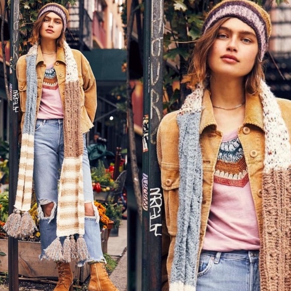 Free People Nova Tassel Scarf in Natural One Size Chunky Oversized Whimsical - Picture 6 of 14